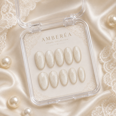 Champagne Pearl Cat Eye Press On Nails | Handmade Bridal Nails by AMBERÉA