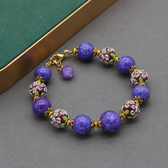 Purple Beaded Jewelry Set | Floral Necklace Bracelet Earrings Set for Women
