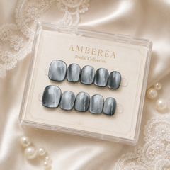 Silver Gray Cat Eye Press On Nails | Handmade Reusable Nails by AMBERÉA