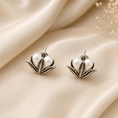 Vintage Pearl Jewelry Set | Silver Tone Necklace Brooch Earrings Set for Women