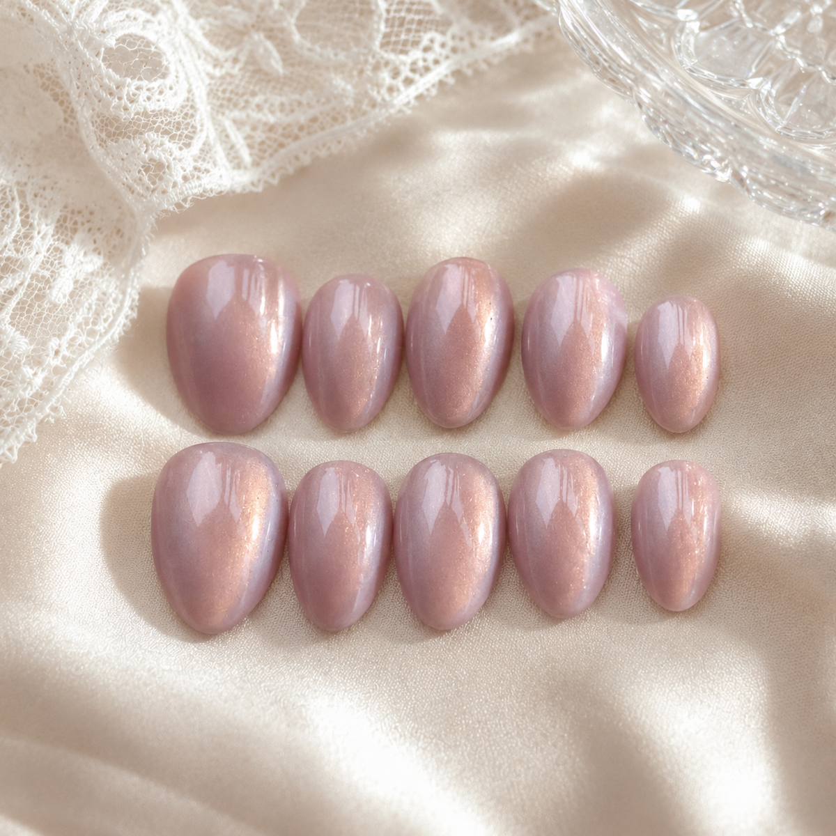 Rose Pink Cat Eye Press On Nails | Handmade Reusable Nails by AMBERÉA