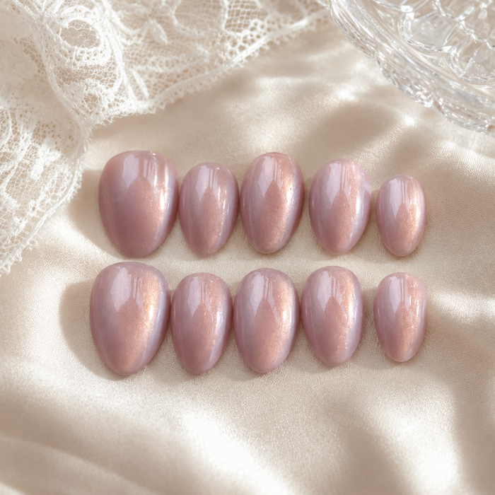 Rose Pink Cat Eye Press On Nails | Handmade Reusable Nails by AMBERÉA