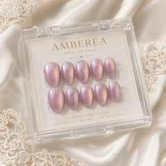 Rose Pink Cat Eye Press On Nails | Handmade Reusable Nails by AMBERÉA