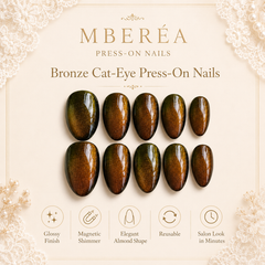 Amber Brown Cat Eye Press On Nails | Handmade Reusable Nails by AMBERÉA