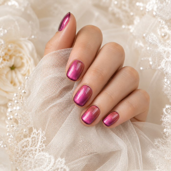 Berry Pink Cat Eye Press On Nails | Handmade Reusable Nails by AMBERÉA