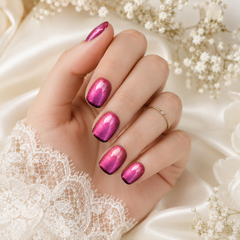Berry Pink Cat Eye Press On Nails | Handmade Reusable Nails by AMBERÉA