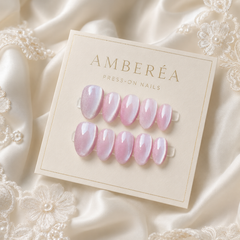 Soft Pink Cat Eye Press On Nails | Handmade Reusable Nails by AMBERÉA