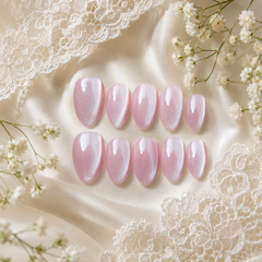 Soft Pink Cat Eye Press On Nails | Handmade Reusable Nails by AMBERÉA