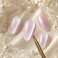 Soft Pink Cat Eye Press On Nails | Handmade Reusable Nails by AMBERÉA