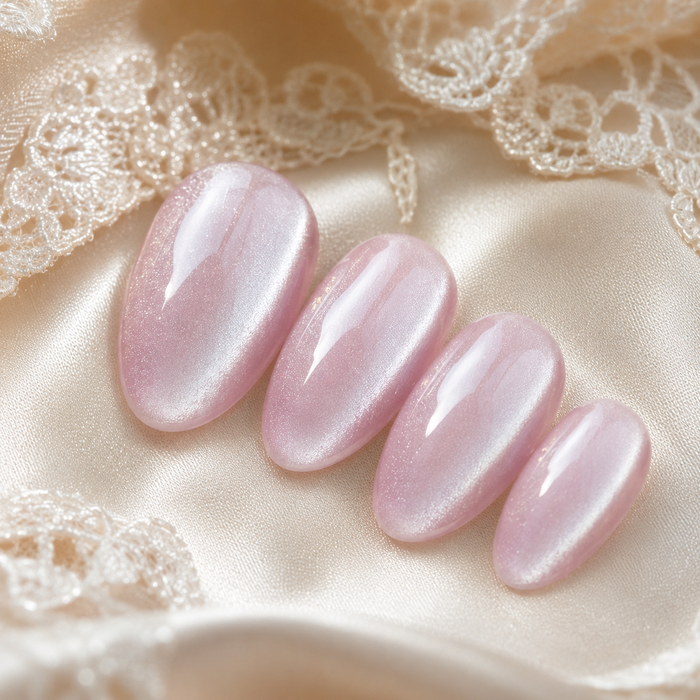 Soft Pink Cat Eye Press On Nails | Handmade Reusable Nails by AMBERÉA