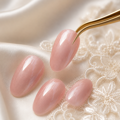Soft Blush Pink Cat Eye Press On Nails | Handmade Reusable Nails by AMBERÉA