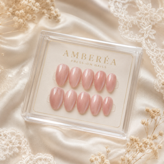 Soft Blush Pink Cat Eye Press On Nails | Handmade Reusable Nails by AMBERÉA