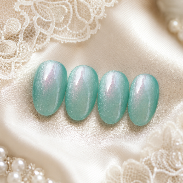 Mint Aqua Cat Eye Press On Nails | Handmade Reusable Nails by AMBERÉA