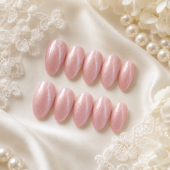 Blush Pink Cat Eye Press On Nails | Handmade Reusable Bridal Nails by AMBERÉA