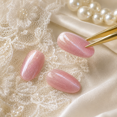 Blush Pink Cat Eye Press On Nails | Handmade Reusable Bridal Nails by AMBERÉA