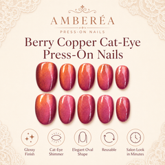 Rose Red Cat Eye Press On Nails | Handmade Reusable Bridal Nails by AMBERÉA