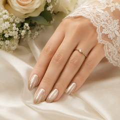 Champagne Taupe Cat Eye Press On Nails – Handmade Glossy Reusable Almond Nails