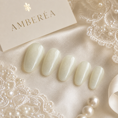 Pearl White Cat Eye Press On Nails | Handmade Reusable Bridal Nails by AMBERÉA