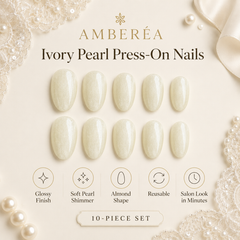 Pearl White Cat Eye Press On Nails | Handmade Reusable Bridal Nails by AMBERÉA