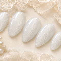 Snow White Cat Eye Press On Nails | Handmade Reusable Bridal Nails by AMBERÉA