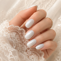 Snow White Cat Eye Press On Nails | Handmade Reusable Bridal Nails by AMBERÉA