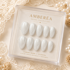 Snow White Cat Eye Press On Nails | Handmade Reusable Bridal Nails by AMBERÉA