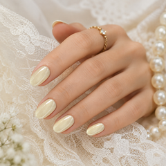 Champagne Gold Cat Eye Press On Nails | Handmade Reusable Bridal Nails by AMBERÉA
