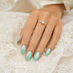 Seafoam Green Cat Eye Press On Nails | Handmade Reusable Bridal Nails by AMBERÉA