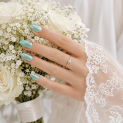 Seafoam Green Cat Eye Press On Nails | Handmade Reusable Bridal Nails by AMBERÉA