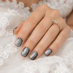 Icy Silver White Cat Eye Press On Nails | Handmade Reusable Bridal Nails by AMBERÉA