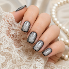 Icy Silver White Cat Eye Press On Nails | Handmade Reusable Bridal Nails by AMBERÉA