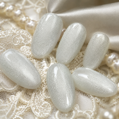 Icy Silver White Cat Eye Press On Nails | Handmade Reusable Bridal Nails by AMBERÉA