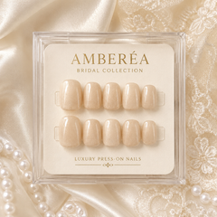 Nude Beige Cat Eye Press On Nails | Handmade Reusable Short Square Nails by AMBERÉA