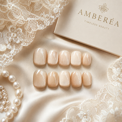 Nude Beige Cat Eye Press On Nails | Handmade Reusable Short Square Nails by AMBERÉA