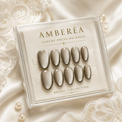 Smoky Taupe Silver Cat Eye Press On Nails | Handmade Reusable Nails by AMBERÉA