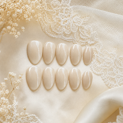 Cream Nude Cat Eye Press On Nails | Handmade Reusable Bridal Nails by AMBERÉA