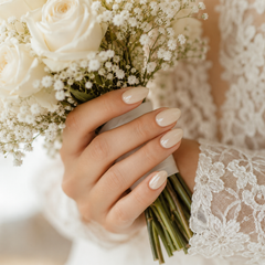 Cream Nude Cat Eye Press On Nails | Handmade Reusable Bridal Nails by AMBERÉA