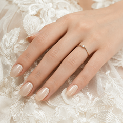 Cream Nude Cat Eye Press On Nails | Handmade Reusable Bridal Nails by AMBERÉA