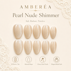 Cream Nude Cat Eye Press On Nails | Handmade Reusable Bridal Nails by AMBERÉA