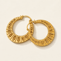 Vintage Gold Hoop Earrings | Large Textured Statement Earrings for Women