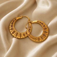 Vintage Gold Hoop Earrings | Large Textured Statement Earrings for Women