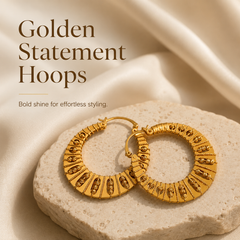 Vintage Gold Hoop Earrings | Large Textured Statement Earrings for Women