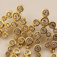 Gold Rhinestone Fringe Earrings | Luxury Long Dangle Statement Earrings by AMBERÉA