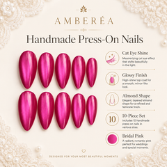 Hot Pink Cat Eye Press On Nails | Handmade Reusable Glossy Nails by AMBERÉA
