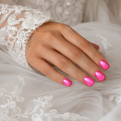 Bright Pink Cat Eye Press On Nails | Handmade Reusable Short Square Nails by AMBERÉA