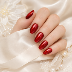 Ruby Red Cat Eye Press On Nails | Handmade Reusable Glossy Almond Nails by AMBERÉA