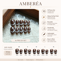 Dark Chocolate Brown Cat Eye Press On Nails | Handmade Reusable Glossy Nails by AMBERÉA