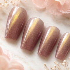 Champagne Gold Cat Eye Press On Nails | Short Square Fake Nails