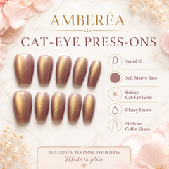 Champagne Gold Cat Eye Press On Nails | Short Square Fake Nails