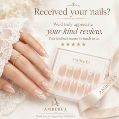 AMBERÉA Amber White Press On Nails | Luxury Nude Gel False Nails